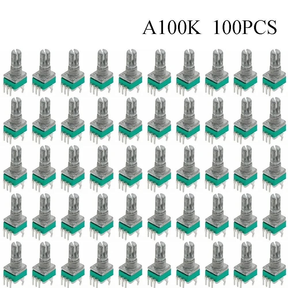 100PCS RK097 Precision Linear Potentiometer Vertical Single Link Shank 15mm D axis B2K B10K B20K B50K B100K B500K B1M
