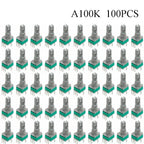 100PCS RK097 Precision Linear Potentiometer Vertical Single Link Shank 15mm D axis B2K B10K B20K B50K B100K B500K B1M