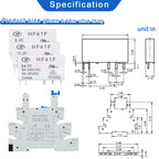 1PCS Slim Relay HF-41F 5V 12V 24V High Frequency Relay Base DIN Rail Relay 41F-5-ZS41F-12-ZS41F-24-ZS LED 6A