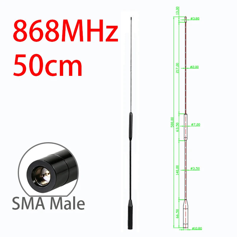 GIZONT LoRa 868MHz 915MHz Antenna SMA Long-range Communication Flexible Soft Whip Antenna For LoRaWan And Meshtastic 50CM 12DBi