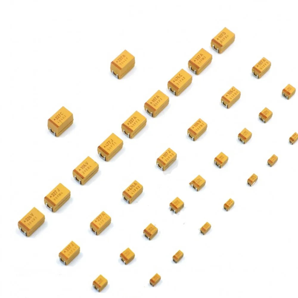 50pcs A B C D Case SMD Tantalum Capacitor 6V 10V 16V 25V 35V 50V 0.1UF 1UF 2.2UF 4.7UF 10UF 22UF 33UF 47UF 100UF 220UF 330UF 470