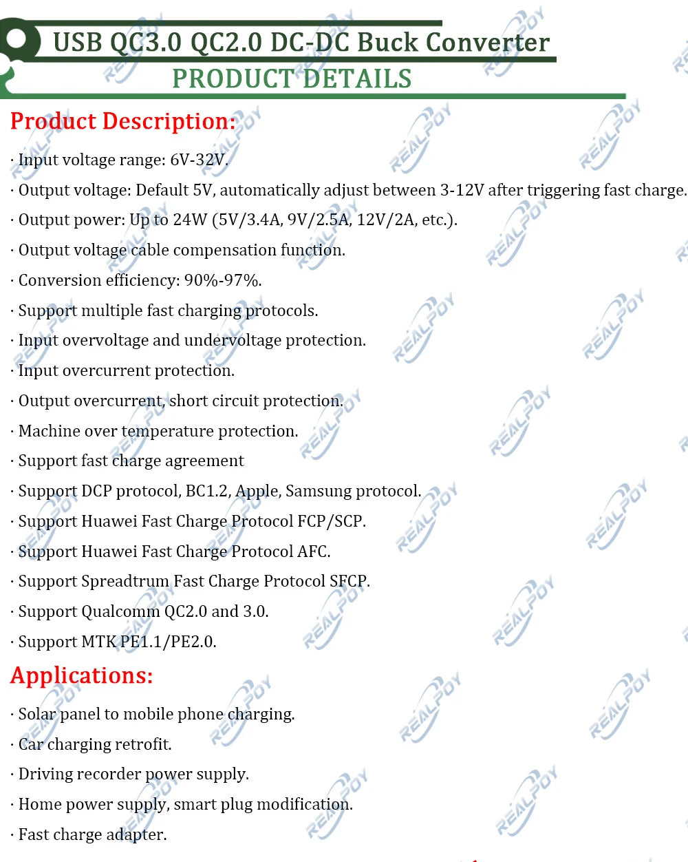 QC3.0 QC2.0 USB DC-DC Buck Converter Charging Step Down Module 6-32V 9V 12V 24V to Fast Quick Charger Circuit Board 3V 5V 12V