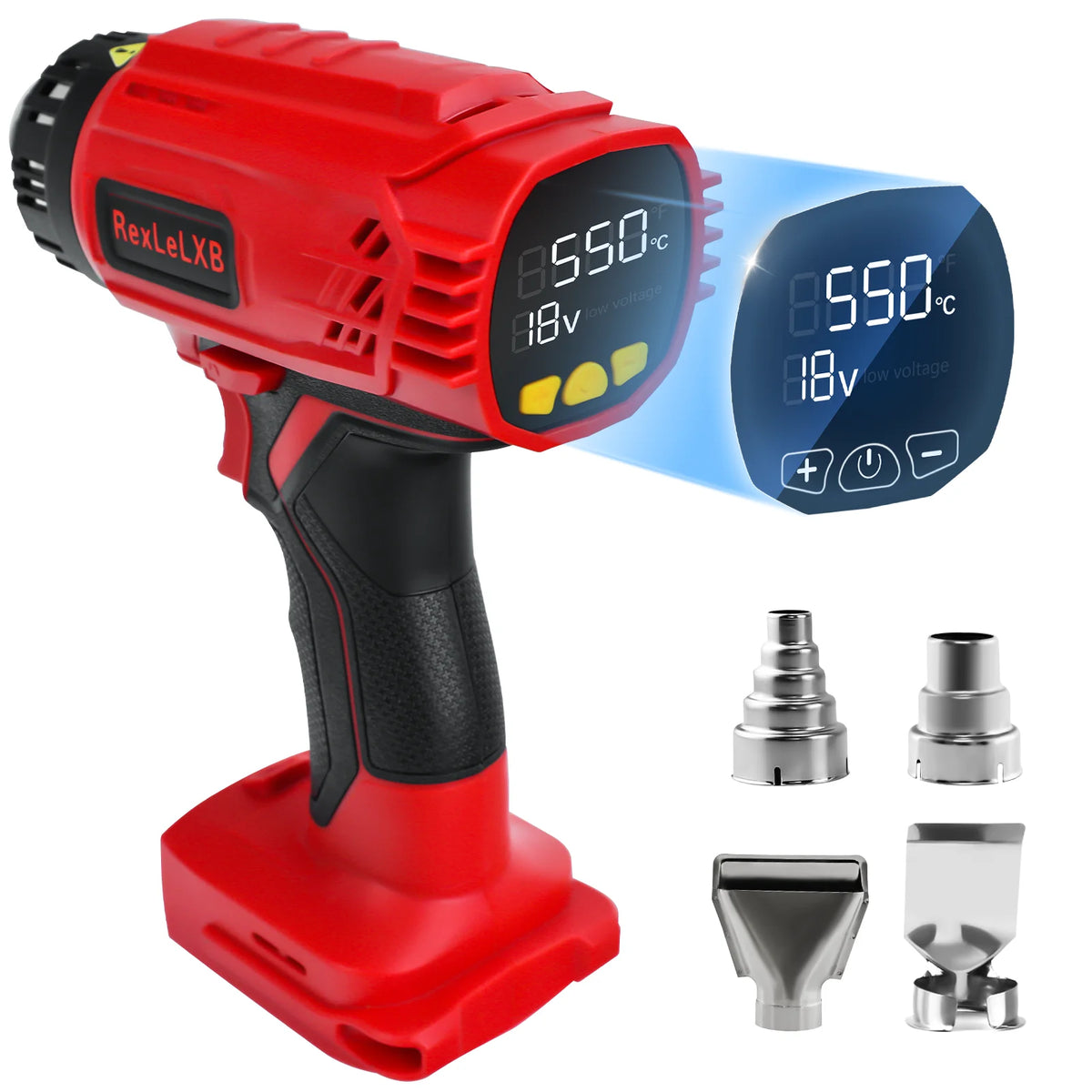 400W 550℃ Cordless Heat Gun for Milwaukee 18V Battery with LCD Digital Display Hot Air Gun for Shrink Tubing (No Battery)