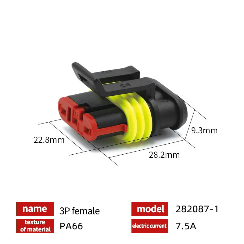 20/50/100Sets 1.5 Series AMP Automobile Connectors 1/2/3/4/5/6 Pin Super Seal Waterproof  Electrical Wire Connector PA66 Nylon