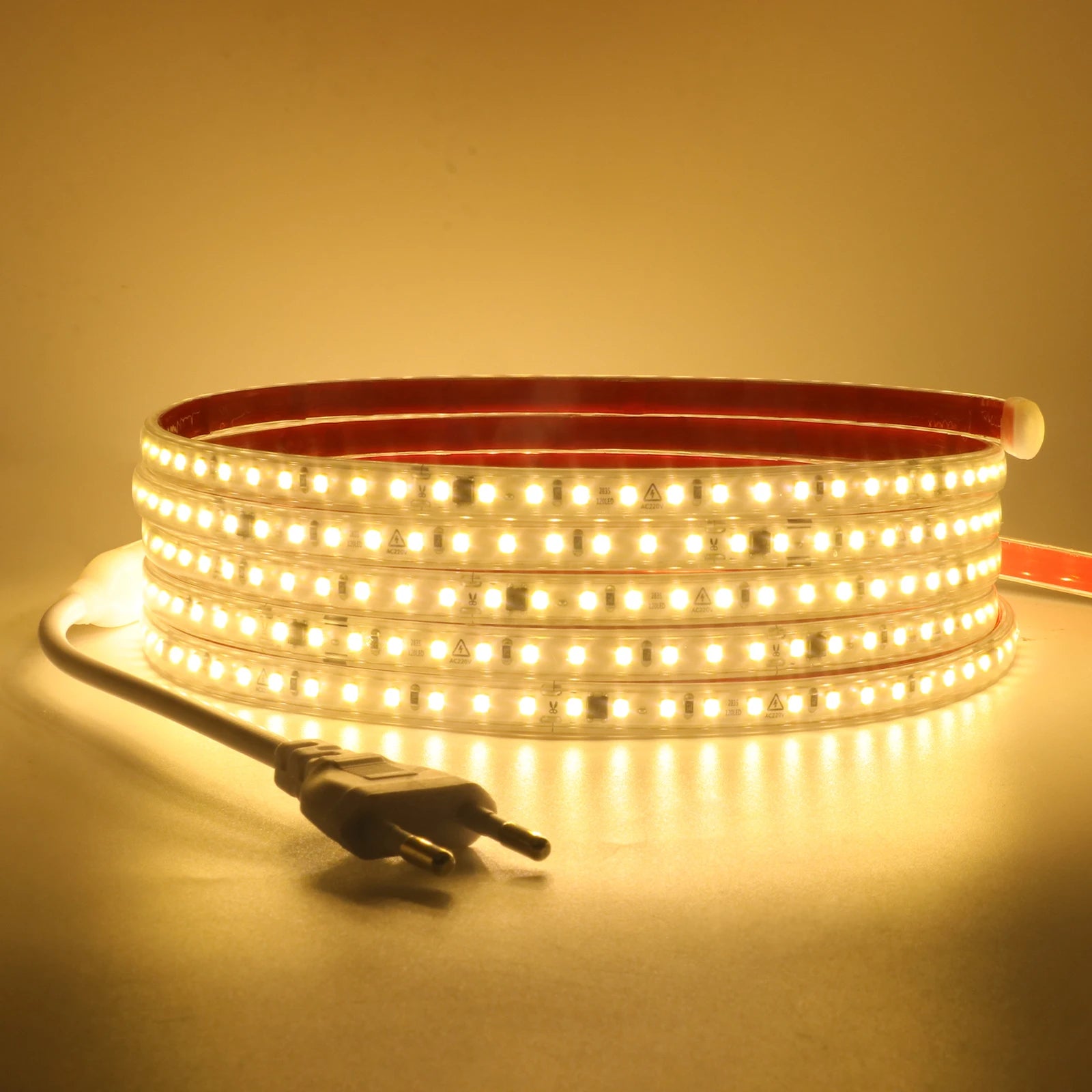 220V LED Strip 2835 120LEDs/m Waterproof 0.5M 5M 10M 20M 30M 40M Flexible Lamp Adhesive Tape White Red Green Ice Blue Pink