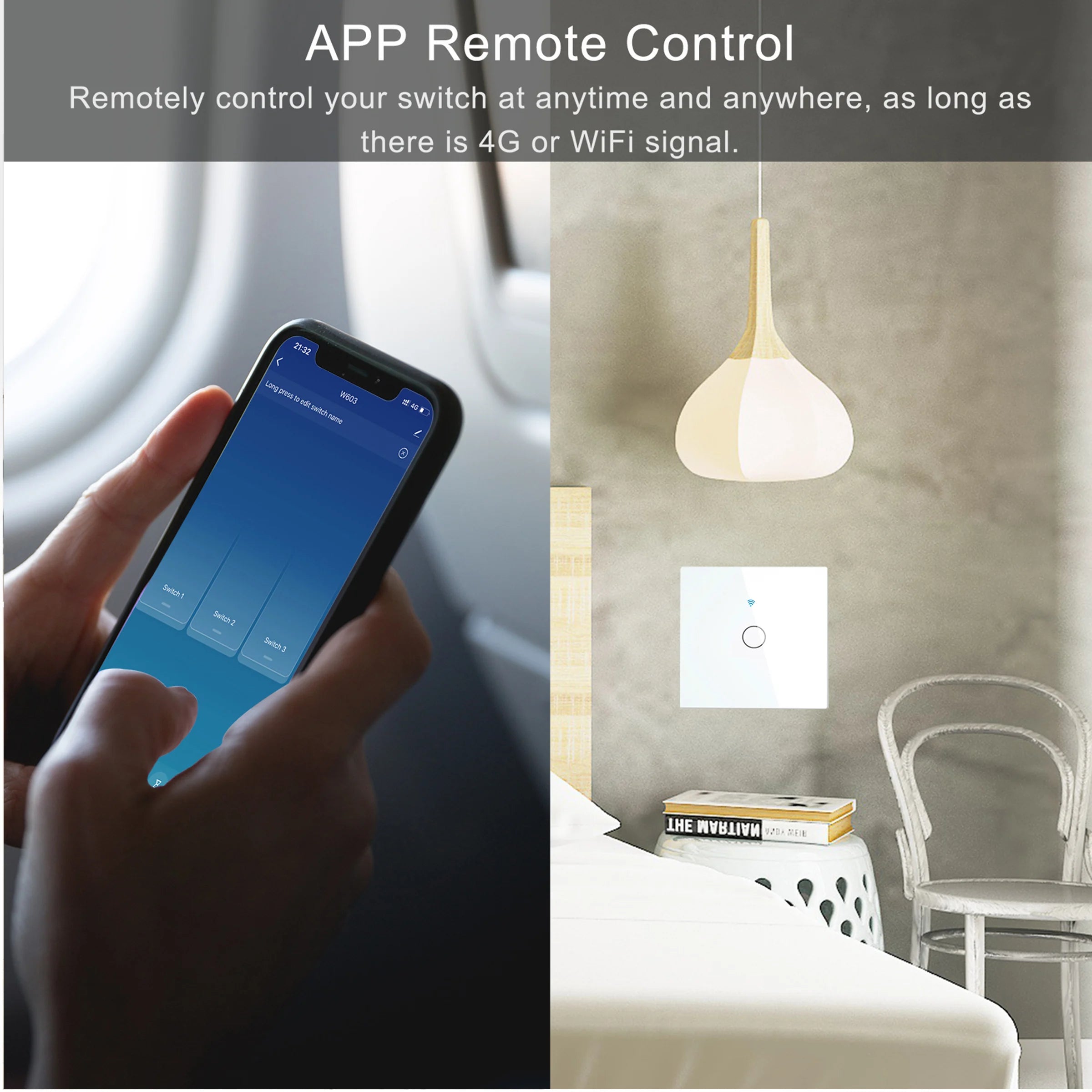 Works With Tuya WiFi Smart Switch Alexa No Neutral Wire Wireless RF433Mhz Remote Wall Touch Sensor Lightes Switch 1/2/3Gang