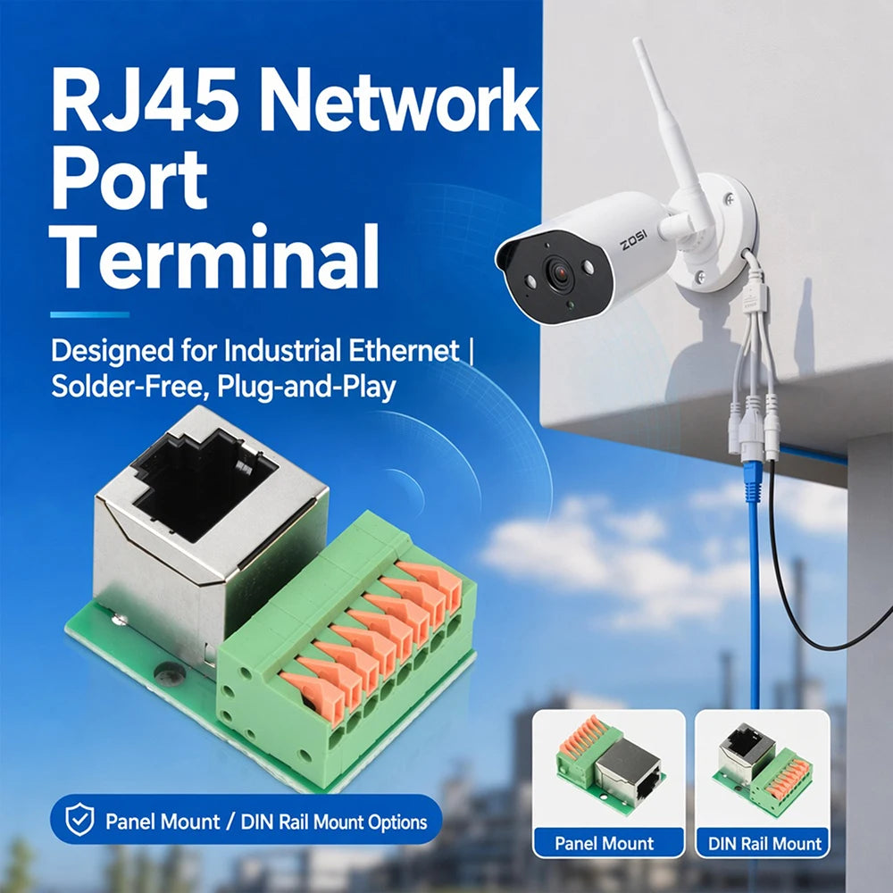 RJ45 Female Breakout Board Solderless RJ45 to 8Pin Quick Spring Terminal RJ45 Female Connector