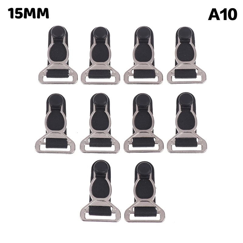 10Pcs 10/12/15/18MM Metal Adjust Buckle For Corset Leg Garter Belt Clip Hook Suspender Ends Buckles Hosiery Stocking Grips