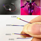 10pcs/lot wired 20cm long 7-color LED patch lights 4 sizes 1206 0805 0603 0402 Building microscene toy layout lights
