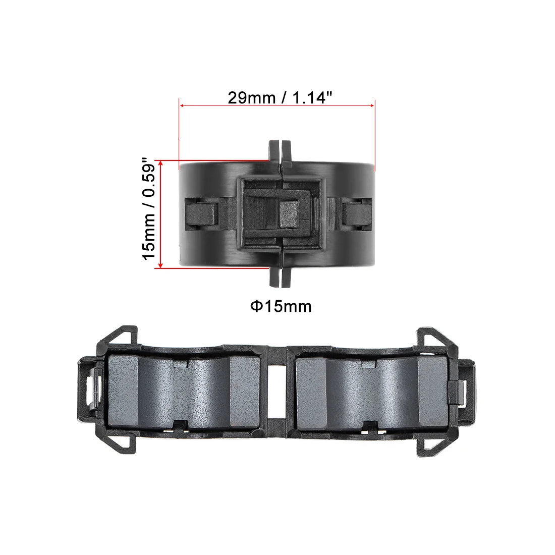 10pcs 15mm Ferrite Cores Ring Clip-On RFI EMI Noise Suppression Filter Cable Clip Black For Power Cord Audio Cables Data Cable