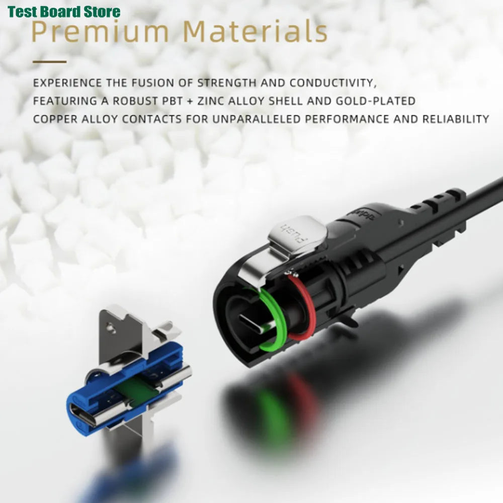 EW-LP16 Type-C Aviation USB 3.1 5A Female Socket Rear Nut Locking Jack Panel Mount Connector Waterproof Fast Charging Data Wire