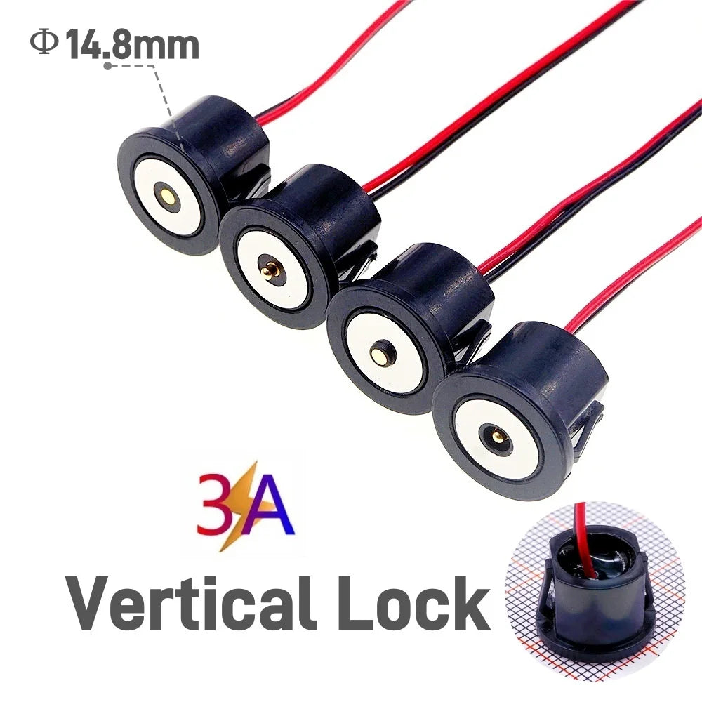 Circular High Current 3A 12V Magnetic Connector Threaded Panel Mount Holes Self-Locking Waterproof Terminals Charging Wire PH2.0