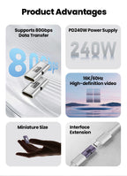 Type C Female To Type C Female Adapter USB 4.0 80Gbps High-Speed Transmission PD3.1 Fast Charging for iPhone 15 16 17 iPad