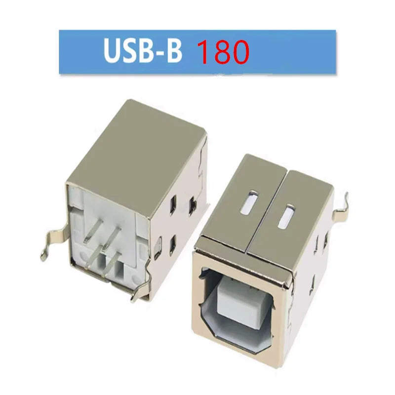 10pcs/lot  Vertical B Female 180 Degree D Printer Port Vertical 4PIN USB  BF180 USB Socket