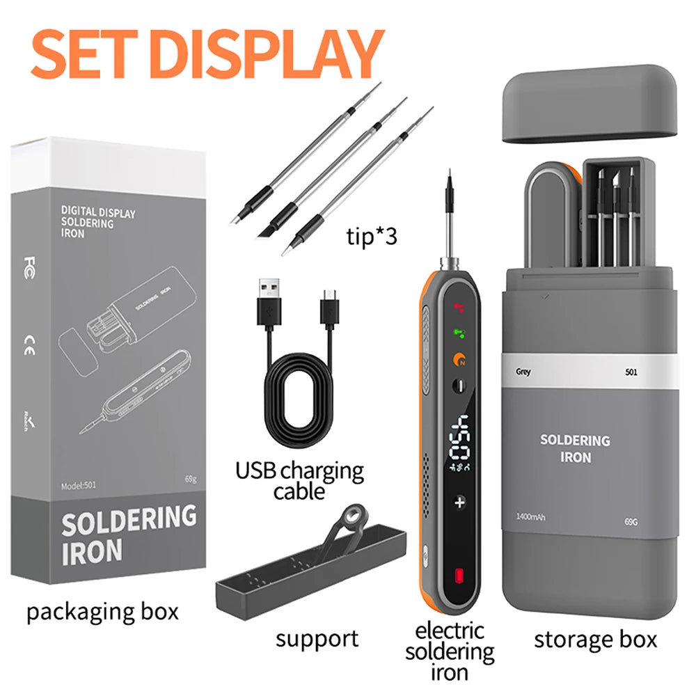 Type C USB Wireless Soldering Iron Digital Display Intelligent Temperature Control high-power Electric Solder Irons Welding Tool