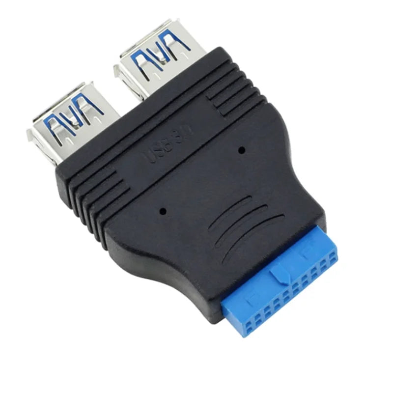 20-pins to 2 X USB A Female Dual Port USB 3.0 to Motherboard Mainboard Internal 20pin Header Adapter
