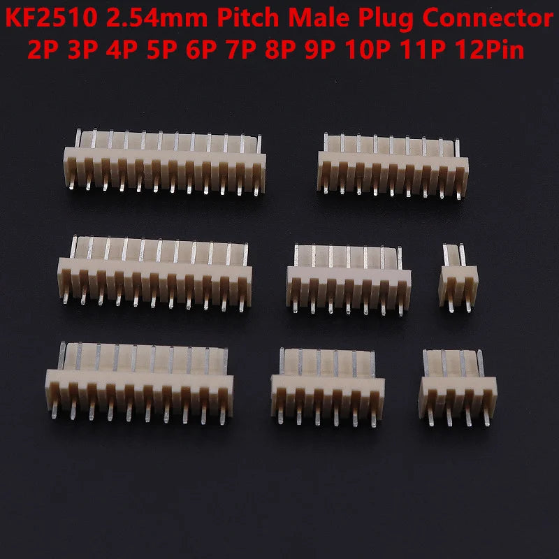50Pcs KF-2510 2.54mm Pitch Male Plug 2P/3P/4P/5P/6/7/8/9/10/11/12p Pin Header PCB Connector Straight Pin Header KF2510 Connector
