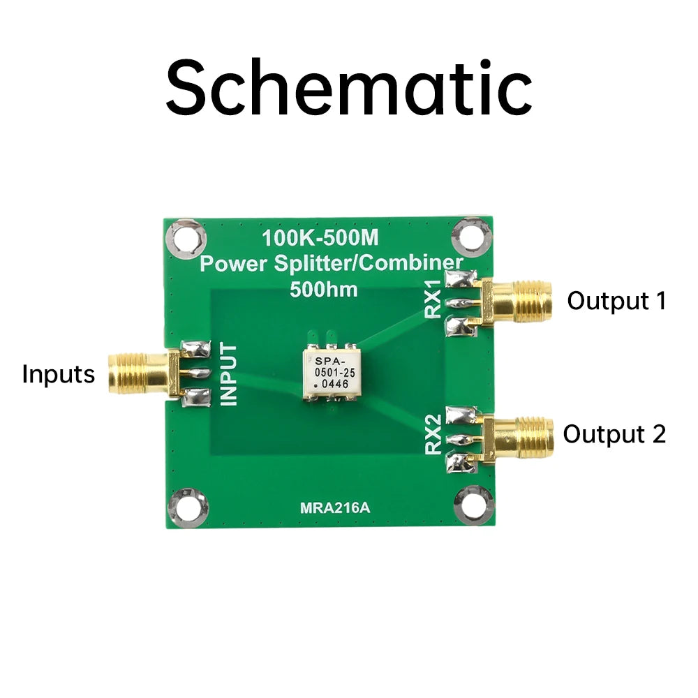 RF Microwave Resistance 100K-500MHz 50 Ohm RF Power Splitter Power Divider Splitter 1 To 2 Combiner SMA Radio Frequency Divider