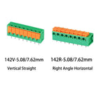 100pcs 142V 142R 5.08mm/0.2" Side/TOP Entry 2P3P4P6P8P10P 141V 141R FFKDSA1/V-2.54mm/0.1" PCB Spring Terminal Block Connector