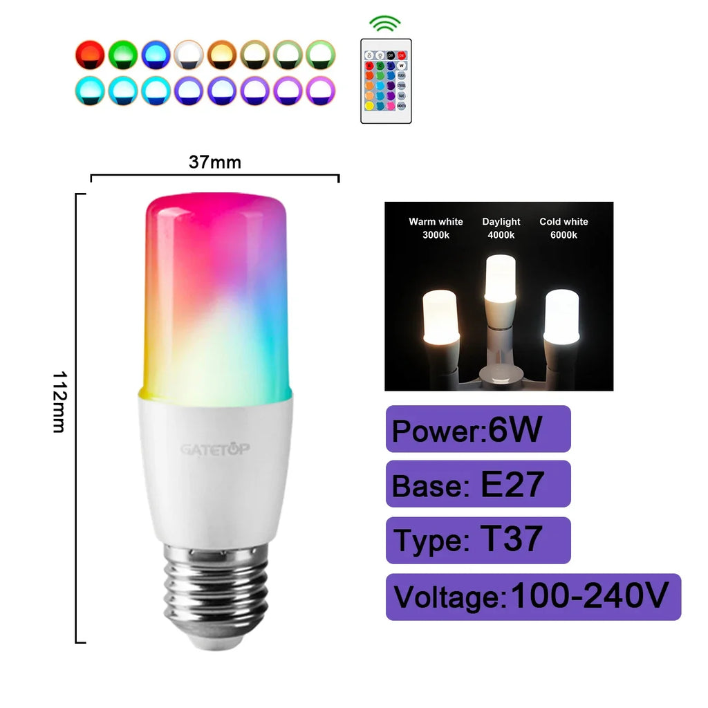1-10PCS Smart RGBW LED Bulb Spotlight E27 E14 B22 GU10 6W 10W with Infrared Remote Control Suitable for Colorful Home Lighting