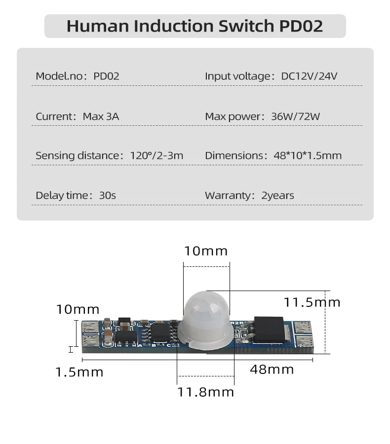 DC12V 24V New Lead-free Sensing Module 8A Pir Motion/ IR Hand Wave/Touch Sensor Module for LED Cabinet Light