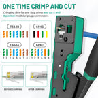 ZOERAX RJ45 CAT6 CAT5E Pass Through Crimp Tool Network Crimping Tool For Cat5 Cat5e Cat6 8P8C Connector with Spare blade