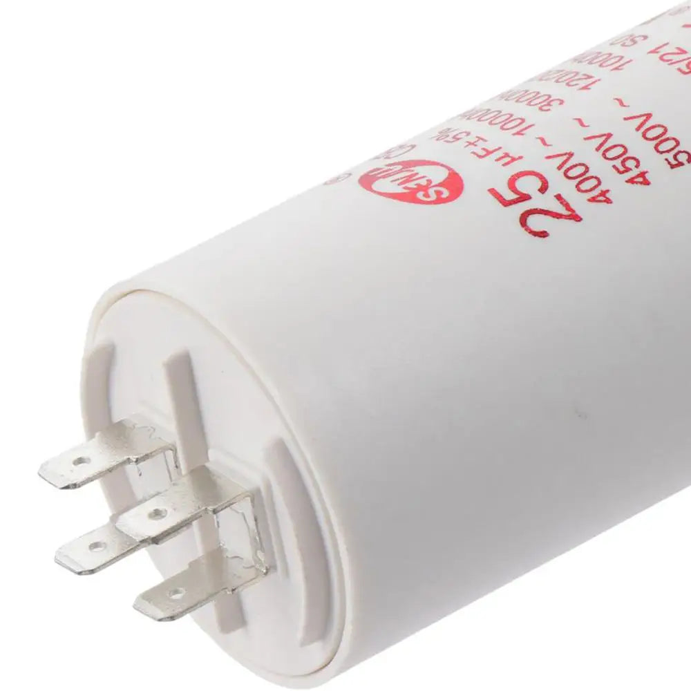 CBB60 Run Capacitor 25uF 450V AC Double Insert 50/60Hz Cylinder 73x44mm White for Air Compressor Water Pump Motor