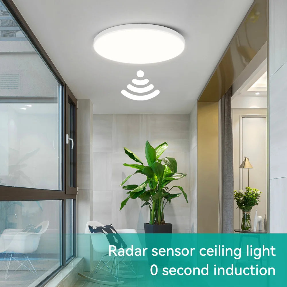 LED Radar Sensor Light Waterproof Ip44 220V Ceiling Lamp for Living Room Bathroom Corridor Decor Led Panel Light Motion Sensor