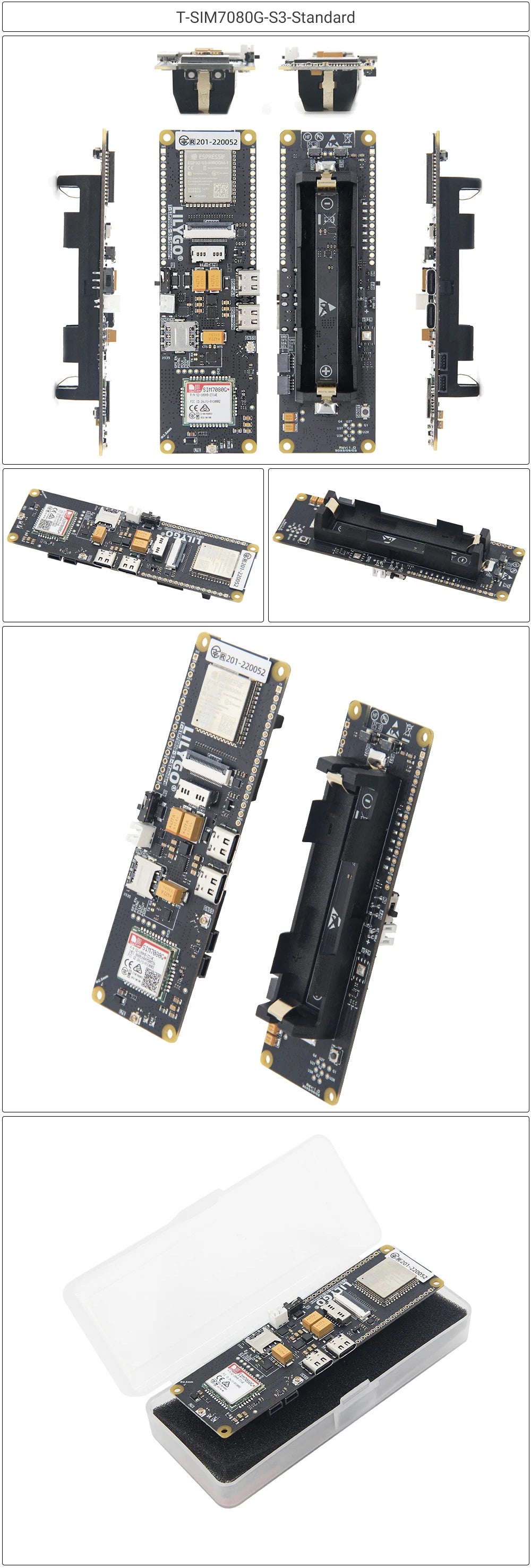 T-SIM7000G-S3-Standard SIM7080G ESP32-S3 WIFI BLE IOT Controller Development Board Cat-M/NB-loT+Camera +GNSS+TFCard+18650