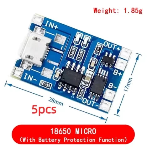 10pcs 5V 1A 18650 Lithium Battery Charging Board PLR TP4056 Lithium Charging Mini/Micro USB Type C Charge Module With Protect