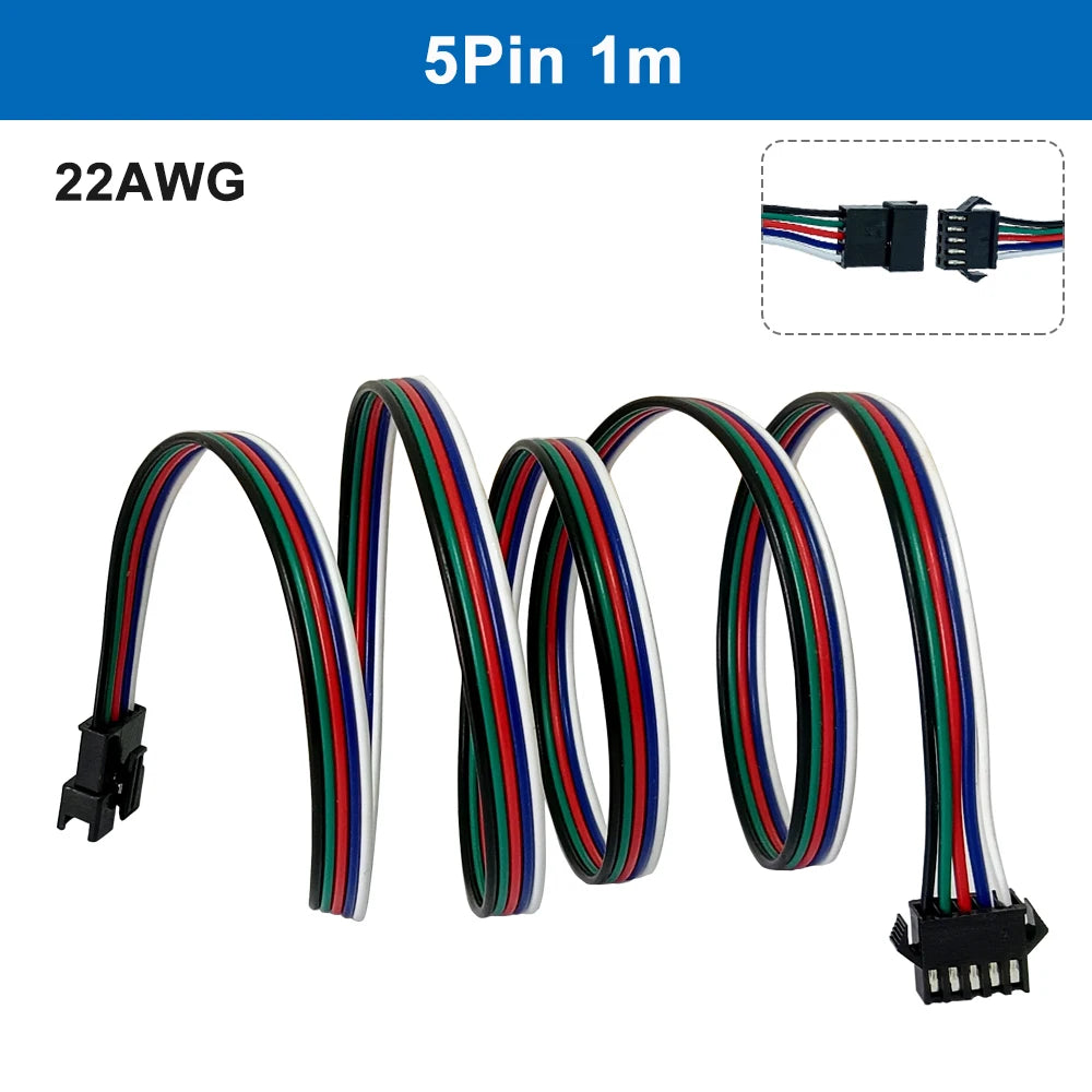 LED Extension Cable 22AWG Electric Wire 2Pin 3Pin 4Pin 5Pin Male Female JST Connector for WS2811 WS2812 WS2813 Strip