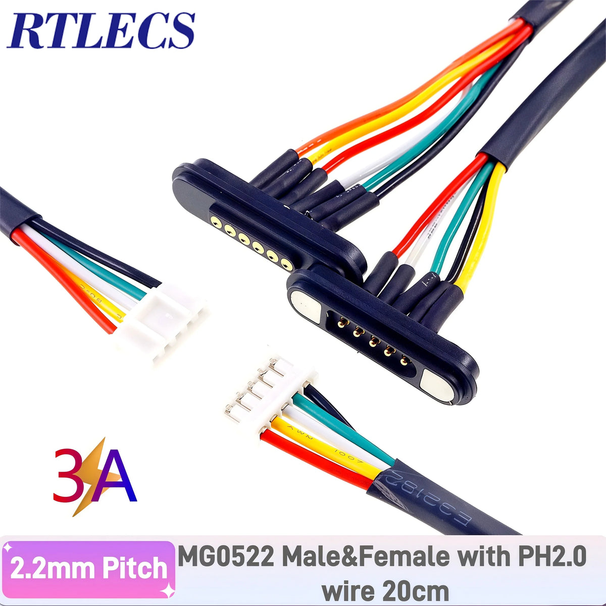 Universal Magnetic Pogo Pin Connector Set Male Female 5-9 Pins for RC Drone Car LED Strip 5-24VDC DIY Compatible with JR JST SM
