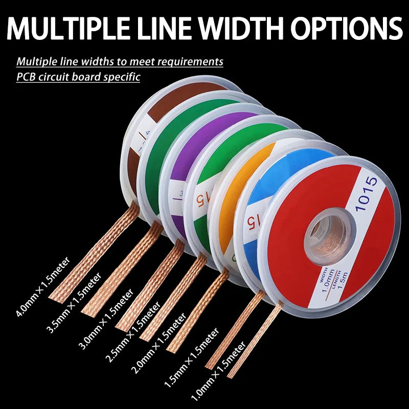 Desoldering Wick Braid 1/2/5pcs 1.5mm-4mm Copper Solder Remover Wire Flux BGA PCB Soldering Repair Tool DIY Electronics Cleaning