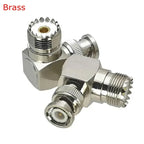 1Pcs SO239 SO-239 UHF Female To Q9 BNC Male Connector UHF SL16 SO239 Female To BNC Female 90 Degree Right Angle RF Adapter Brass