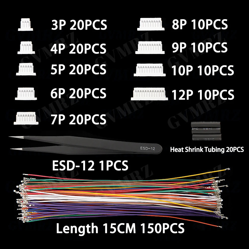SH1.0MM JST 1mm Cable Connector Kit JST Male Header 3P-12P with 28AWG Crimped With Terminal for GPS Racing Drone Wire