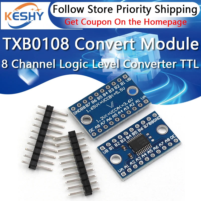 3.3V 5V TXS0108E 8 Channel Logic Level Converter Convert TTL Bi-directional Mutual Convert Module TXB0108 Mutual Convert Module