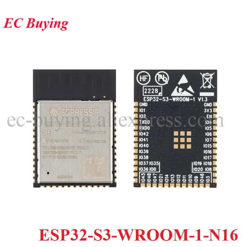 ESP32-S3-WROOM-1 N16 N16R2 N16R8 ESP32-S3 WiFi Bluetooth-Compatible BLE 5.0 16MB Flash 2MB 8MB PS-RAM Dual-core Wireless Module