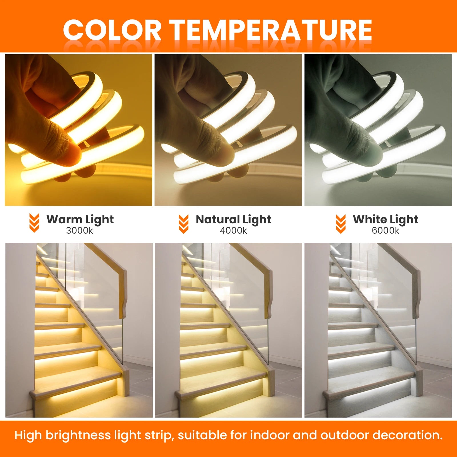 DC5V COB LED Strip With Switch 320Leds/m Flexible Neon Light USB Power Waterproof FOB LED Lights 3000K-6000K Ribbon Tape