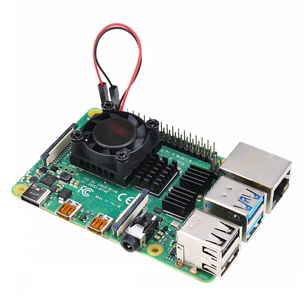 for Raspberry Pi 4 Model B Heat Sink Single Cooling Fan RAM Heatsink Set Kit
