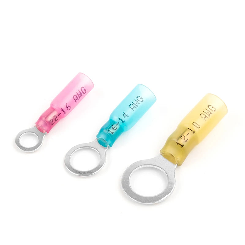 25PCS Heat shrink Insulated Ring Electrical Wire Crimp Terminals M5/M6/M8/M10 for Assortment Electric wiring Connector