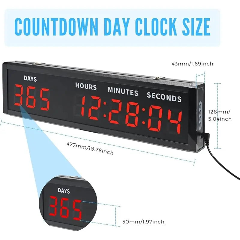 2025 Trend Large Digital Countdown Clock,LED Display, 999 Day Countdown Timer For Christmas, Count Up/Down Calendar For US US Pl