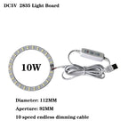 1pcs DC5V Dimmable SMD5730/2835 Led Ring White Color Lamp Bead 10W 12W LED Light Board White Warm Light with 2M cable