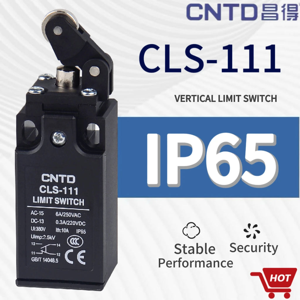 CNTD CLS-111 Limit Switch Left Horizontal Cantilever Roller 1NO/1NC IP65 Waterproof Oilproof Dual Circuit 6A 250VAC 0.3A 220VDC