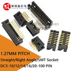 DC3 IDC Box Headers 1.27mm SMT JTAG Connector 2*5 10P/12/14/16/20/30/40/80/100 Pin For External Positioning Column Female Socket