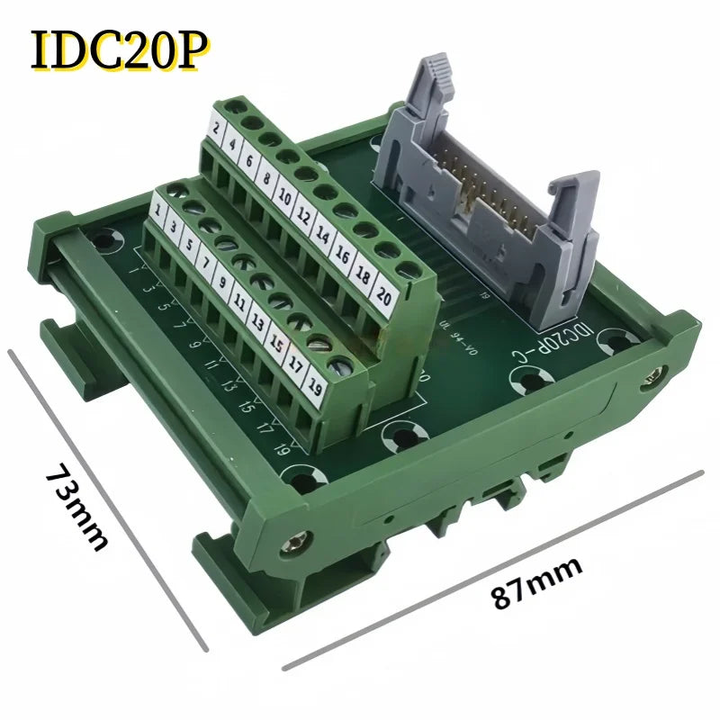 IDC10P/14P/16P/20P/26P/30P/40P/50P/60P/64Pin DC-2 To Terminal Block Breakout Board Adapter PLC Relay Terminals DIN Rail Mounting