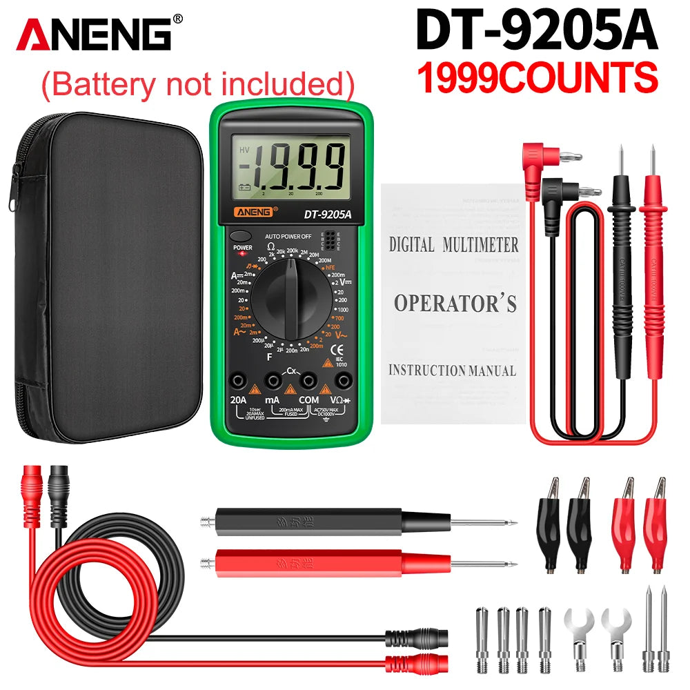 Profesional Digital Multimeter AC/DC Voltage Current Test ANENG Capacitance NCV Resistance Ohm Electrical Test Meter Tools