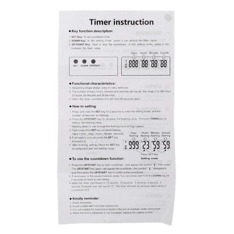 Days Countdown Clock LCD Digital Screen Kitchen Timer Event Reminder for Wedding Retirement Lab Cooking Kitchen