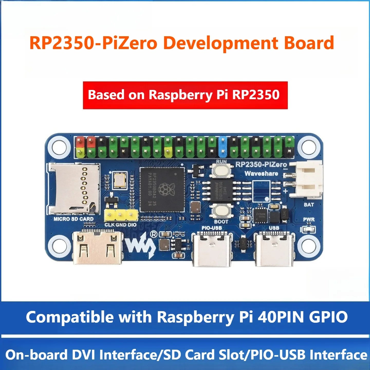 Raspberry Pi RP2350 Development Board Dual Core Processor 40Pin GPIO Compatible with Pi Zero Direct Replacement for DIY Projects