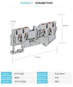10Pcs PT2.5-QU Push-In Spring 4-Conductor Strip Plug PT 2.5 QUATTRO Wire Electrical Connector Din Rail Terminal Block PT 2.5-QU