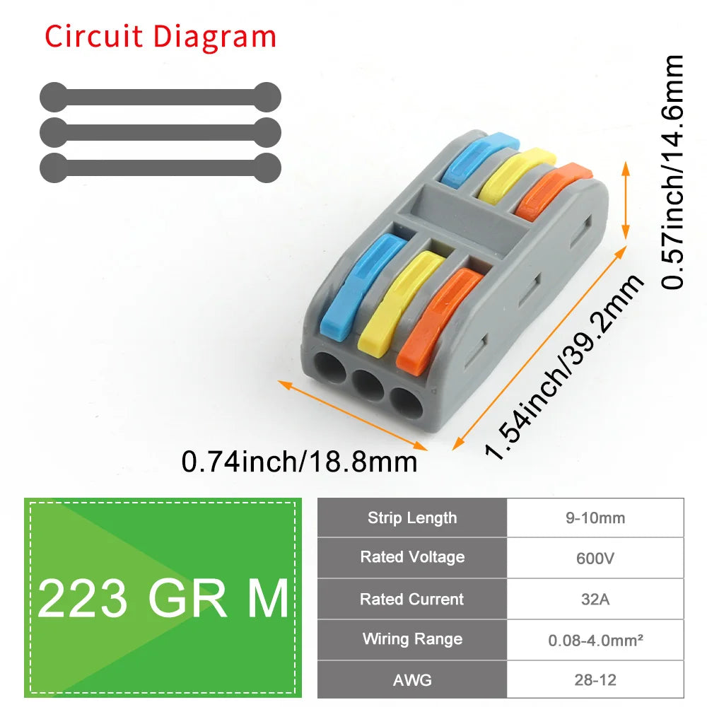 10/50Pcs Mini Fast Wiring Cable Connectors Lever 28-12 AWG Universal Lever Wire Nut Electrical Connectors Push-in Home Terminal